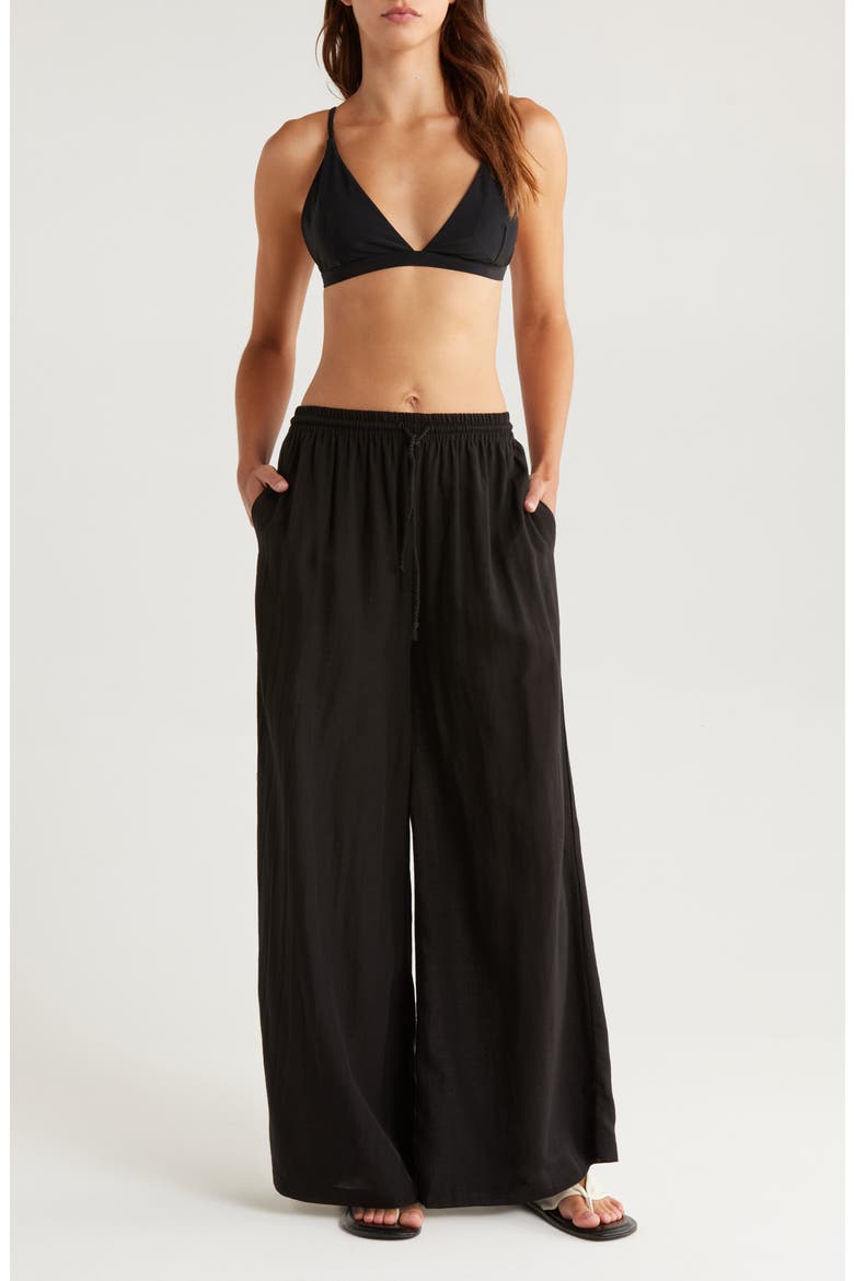 Flowey Cover-Up Pants, Main, color, BLACK