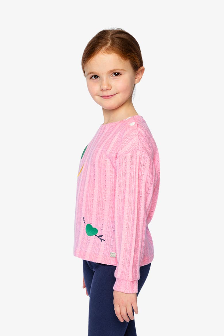 Sweet Embroidered Fruit Shoulder Button Knit Top, Alternate, color, Pink