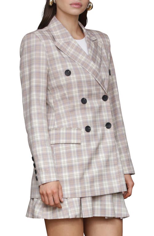 Avec Les Filles Plaid Double Breasted Blazer In Gray