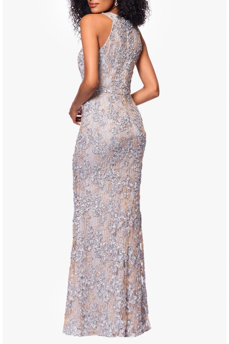Sequin Soutache Sleeveless Sheath Gown, Alternate, color, GOLD/ SILVR