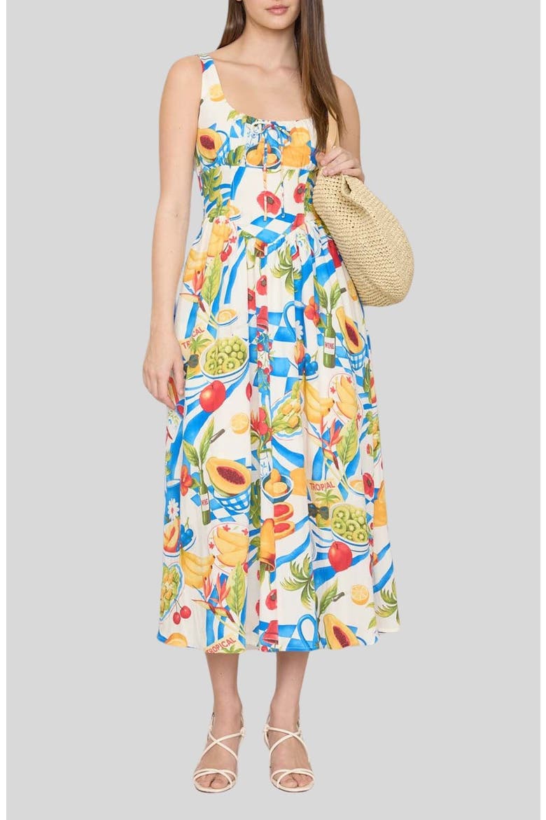 corset midi sun dress Guluxicc Women Summer Corset Midi Dress Trendy Floral Wedding Guest Flowy Slit Lace Up Dresses Tea Party A Line Casual Milkmaid Sundress, Women's,