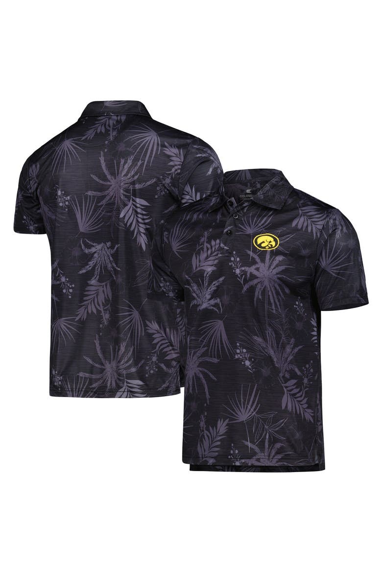 Men's Colosseum Black Iowa Hawkeyes Palms Team Polo, Alternate, color, Black