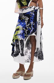 Desigual Print Asymmetric Maxi Skirt