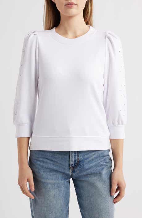 Splendid Rory Embroidered Eyelet Sleeve Sweatshirt