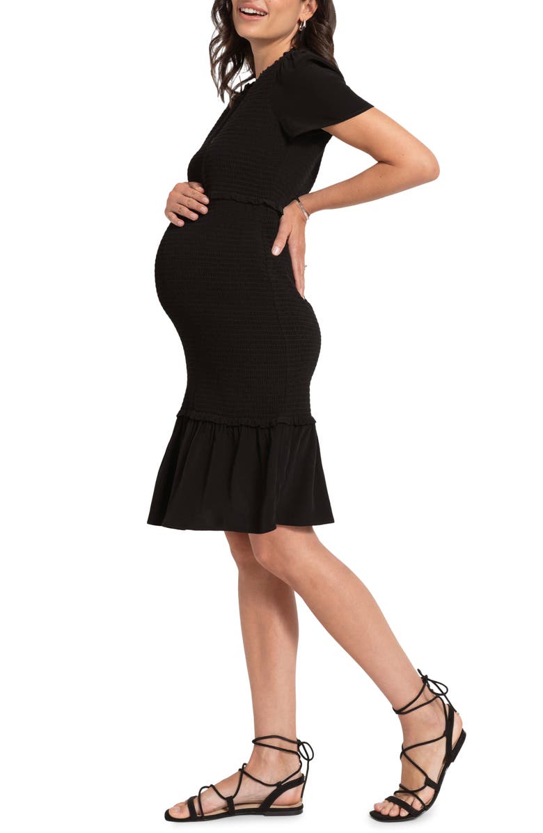 Seraphine Smocked Flutter Sleeve Maternity Dress, Alternate, color, 