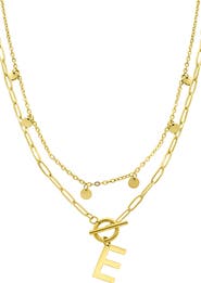 Adornia Initial Pendant Layered Chain Necklace