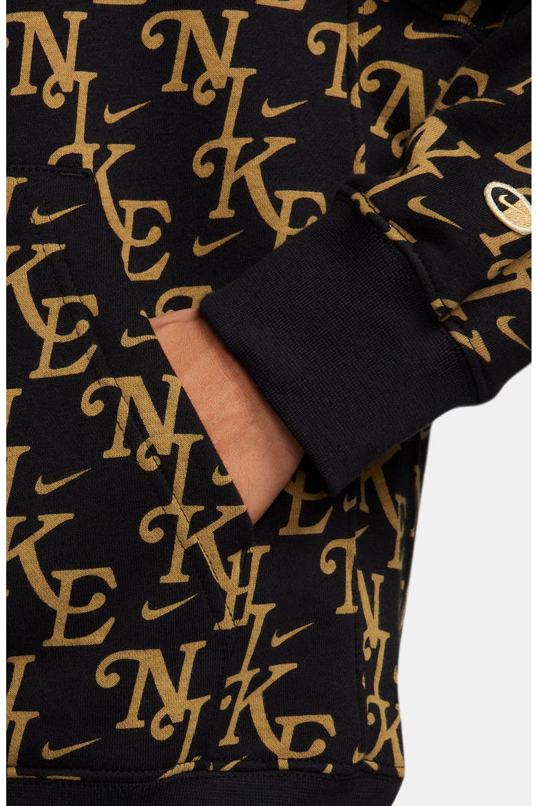 Monogram Club Brushed Fleece Hoodie, Alternate, color, BLACK