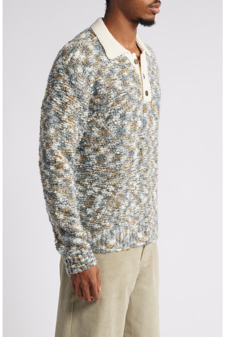 Reuben Textured Long Sleeve Polo Sweater, Alternate, color, GREY MULTI