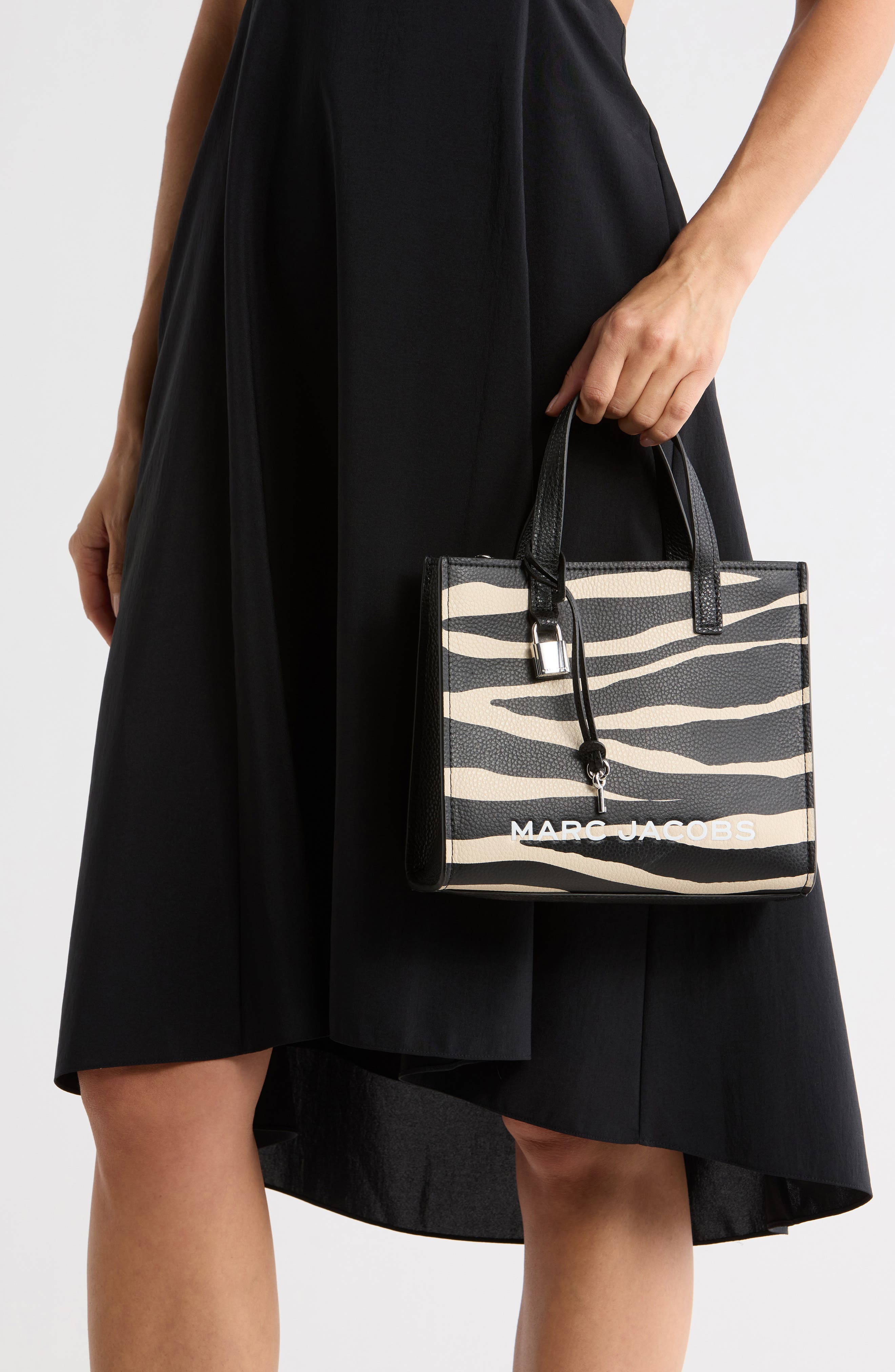 Marc Jacobs Mini Zebra Print Bold Grind Bag, Alternate, color, Black/ White