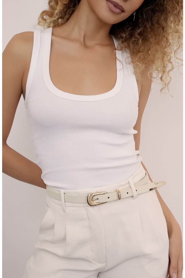 Liquid Metal Western Buckle Belt, Alternate, color, VANILLA