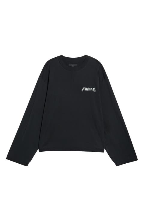Crop Wide Long Sleeve Graphic T-Shirt