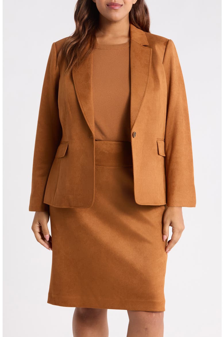 Faux Suede Blazer, Main, color, LUGGAGE