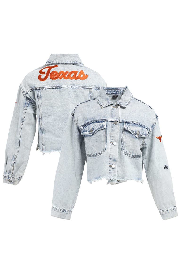 Women's Hype and Vice Denim Texas Longhorns Lightwash Full-Button Jean Jacket, Main, color, Denim