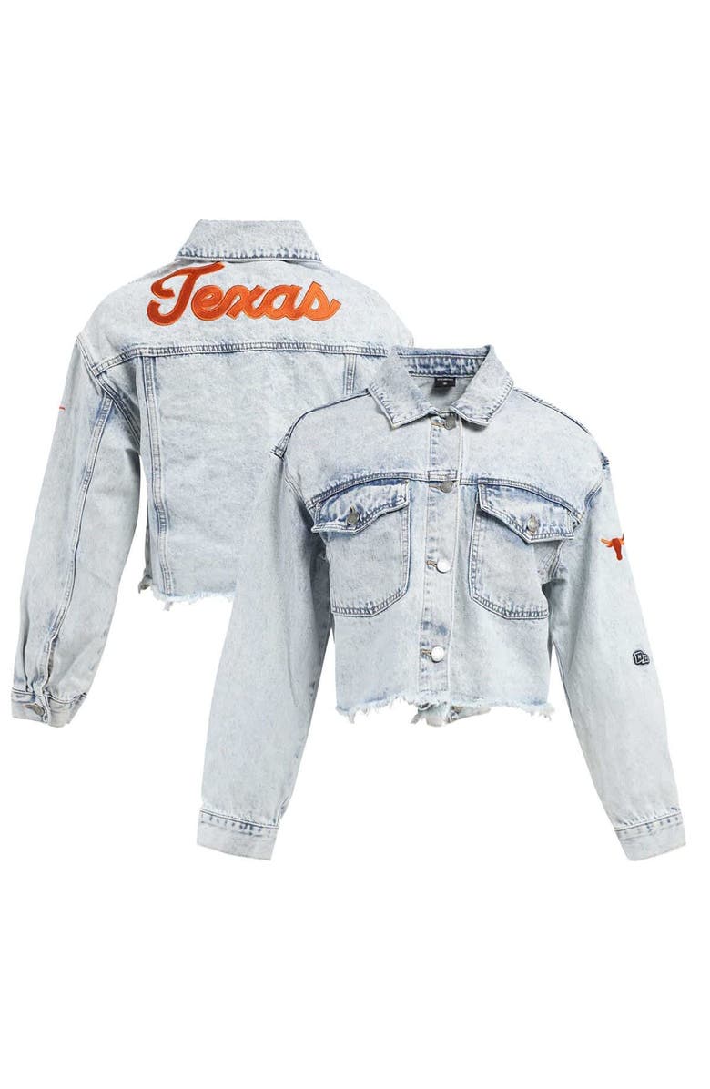 Hype and Vice Women's Hype and Vice Denim Texas Longhorns Lightwash Full-Button Jean Jacket, Main, color, Denim