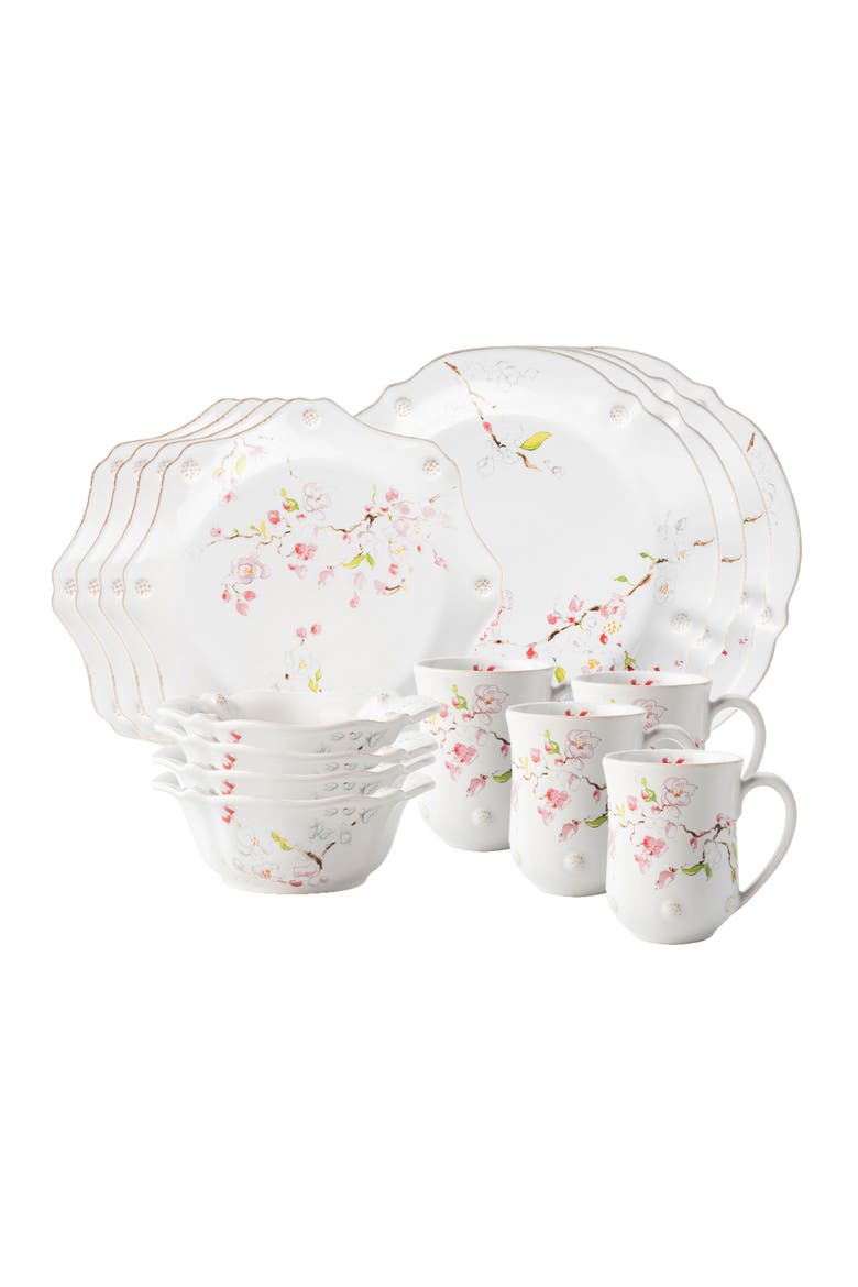 Floral Sketch 16-Piece Ceramic Dinnerware Set, Main, color, CHERRY