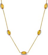 Julianna B. Birthstone & Diamond Station Necklace 14k Gold