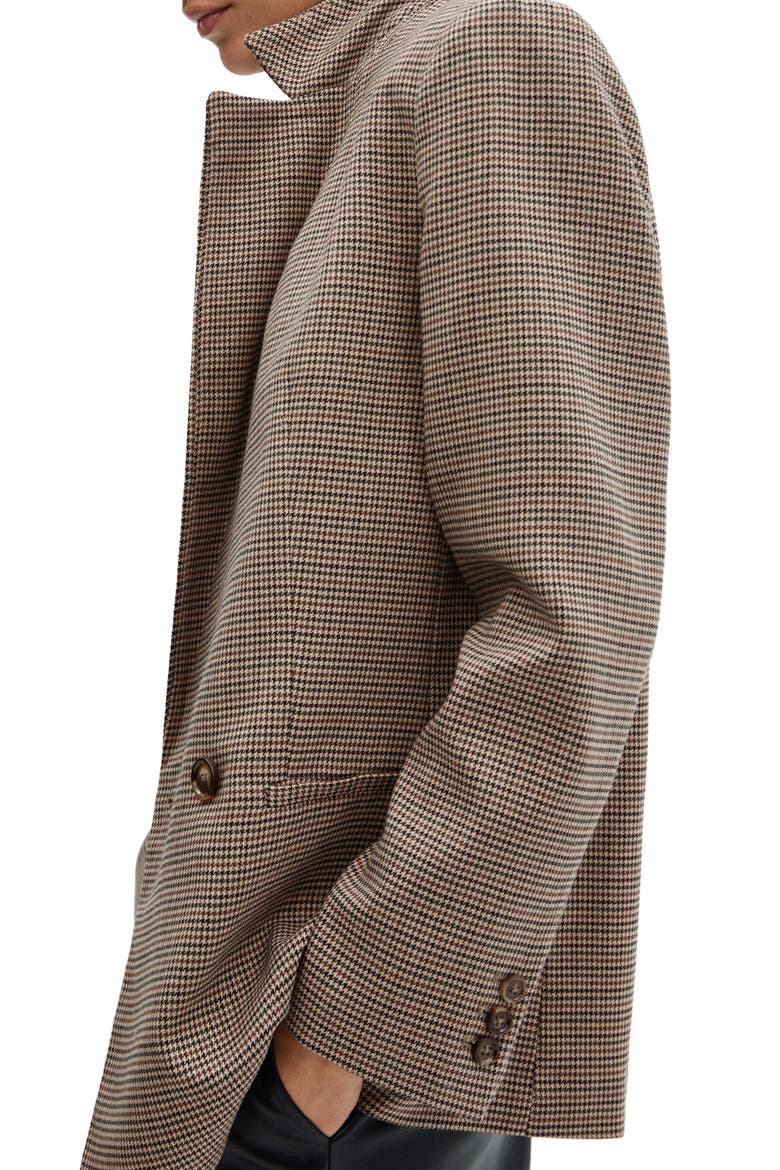 Houndstooth Double Breasted Blazer, Alternate, color, BROWN