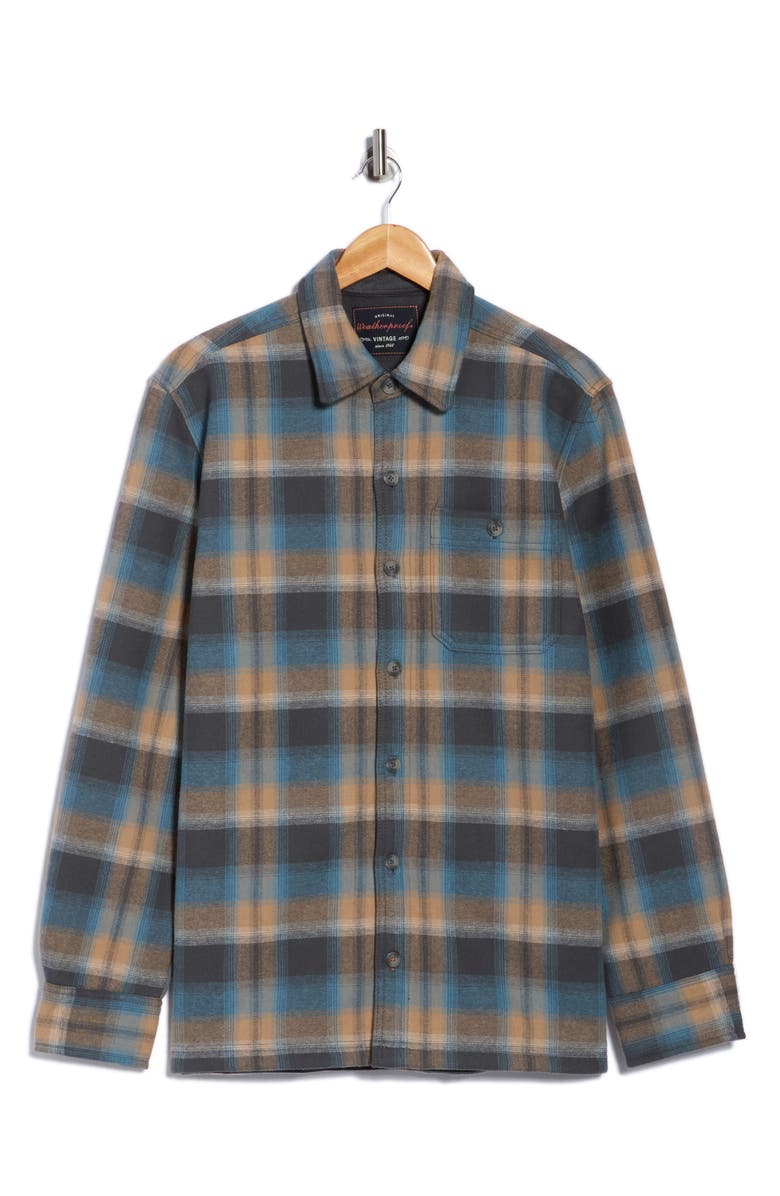 WEATHERPROOF VINTAGE Plaid Yarn Dye Flannel Shirt Jacket, Alternate, color, Blackened Pearl