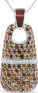Haus of Brilliance Silver Brown Enamel 1 Cttw Diamonds and Sapphire Pendant Necklace