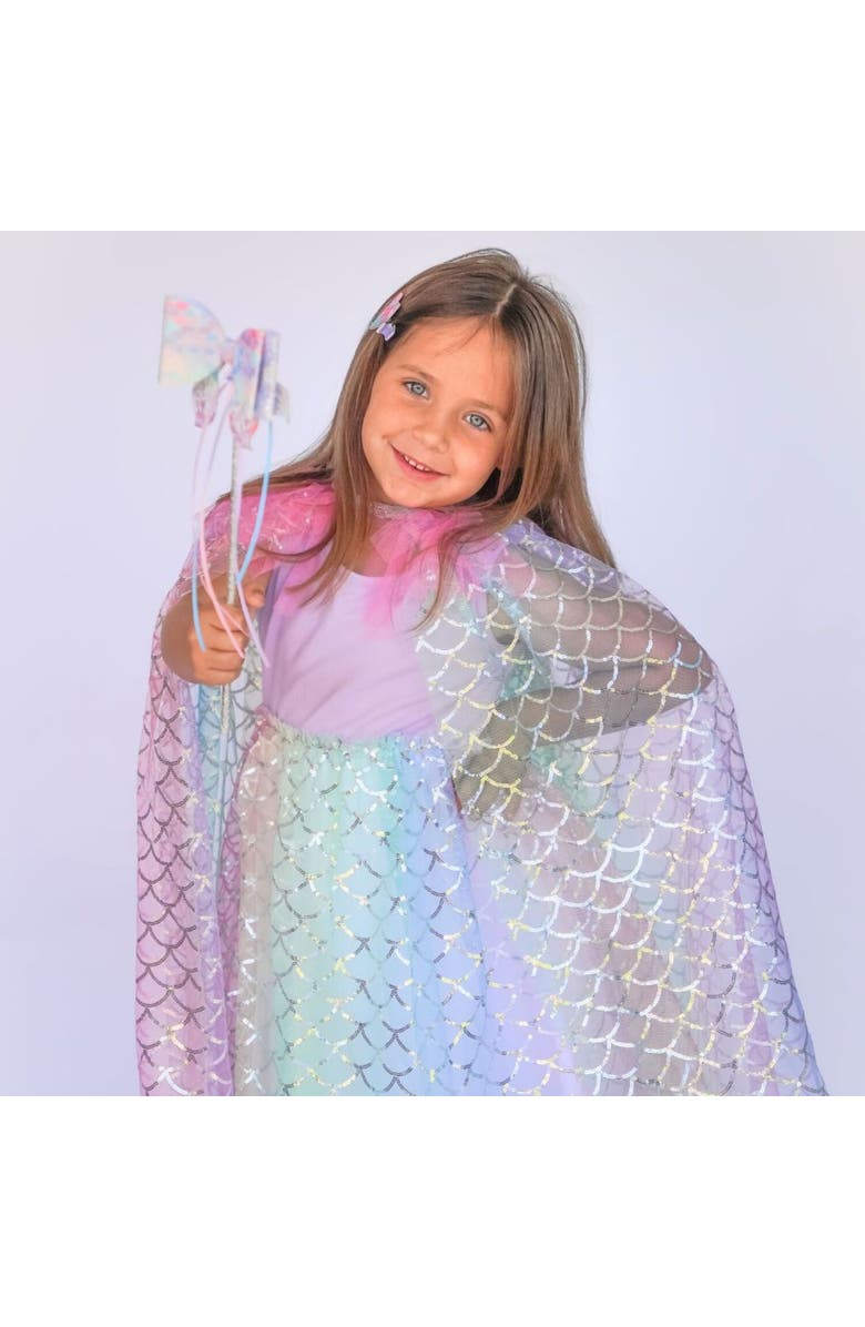 Sweet Wink Rainbow Mermaid Cape, Alternate, color, Multicolor