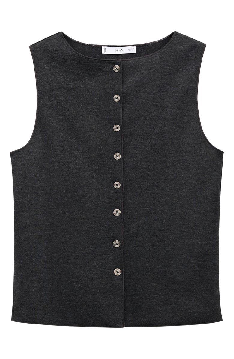 MANGO Button Front Sweater Vest, Main, color, Grey