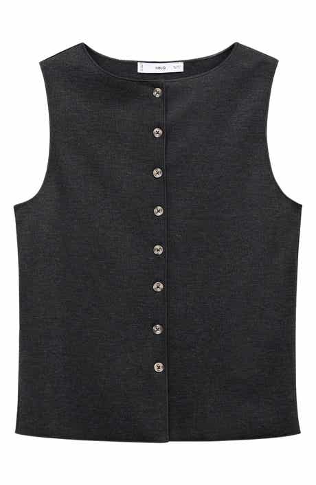 MANGO Button Front Sweater Vest