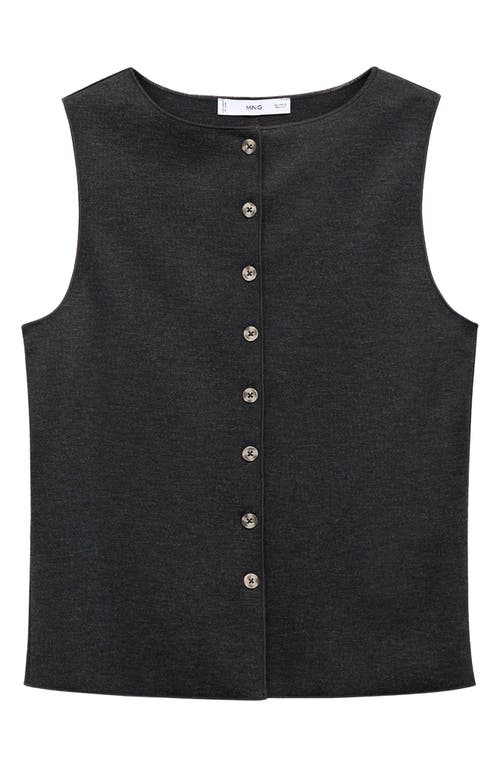 Mango Button Front Sweater Vest In Black