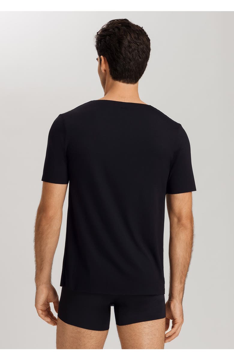 Hanro Clean Cut Seamless V-Neck T-Shirt, Alternate, color, Black