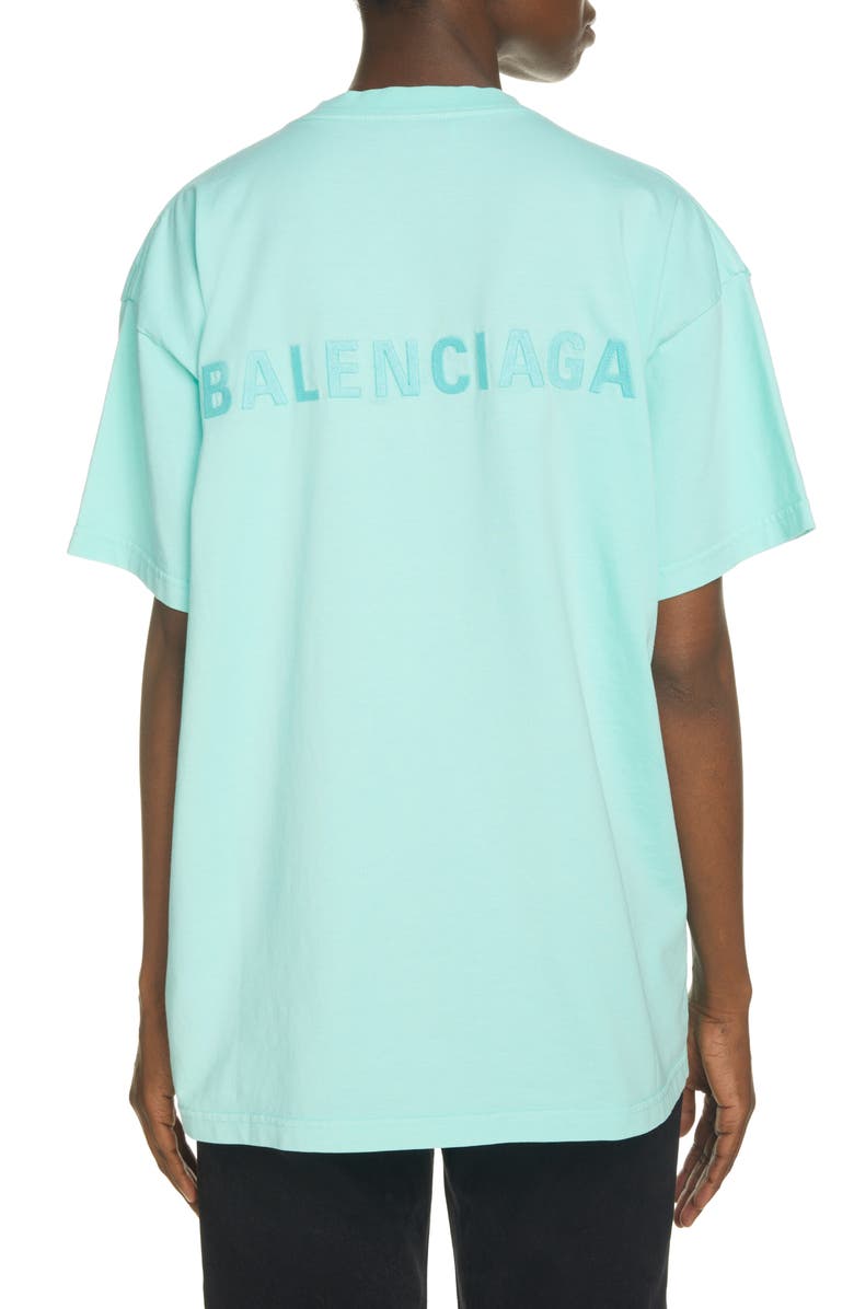 Balenciaga Embroidered Logo Cotton T-Shirt, Alternate, color,