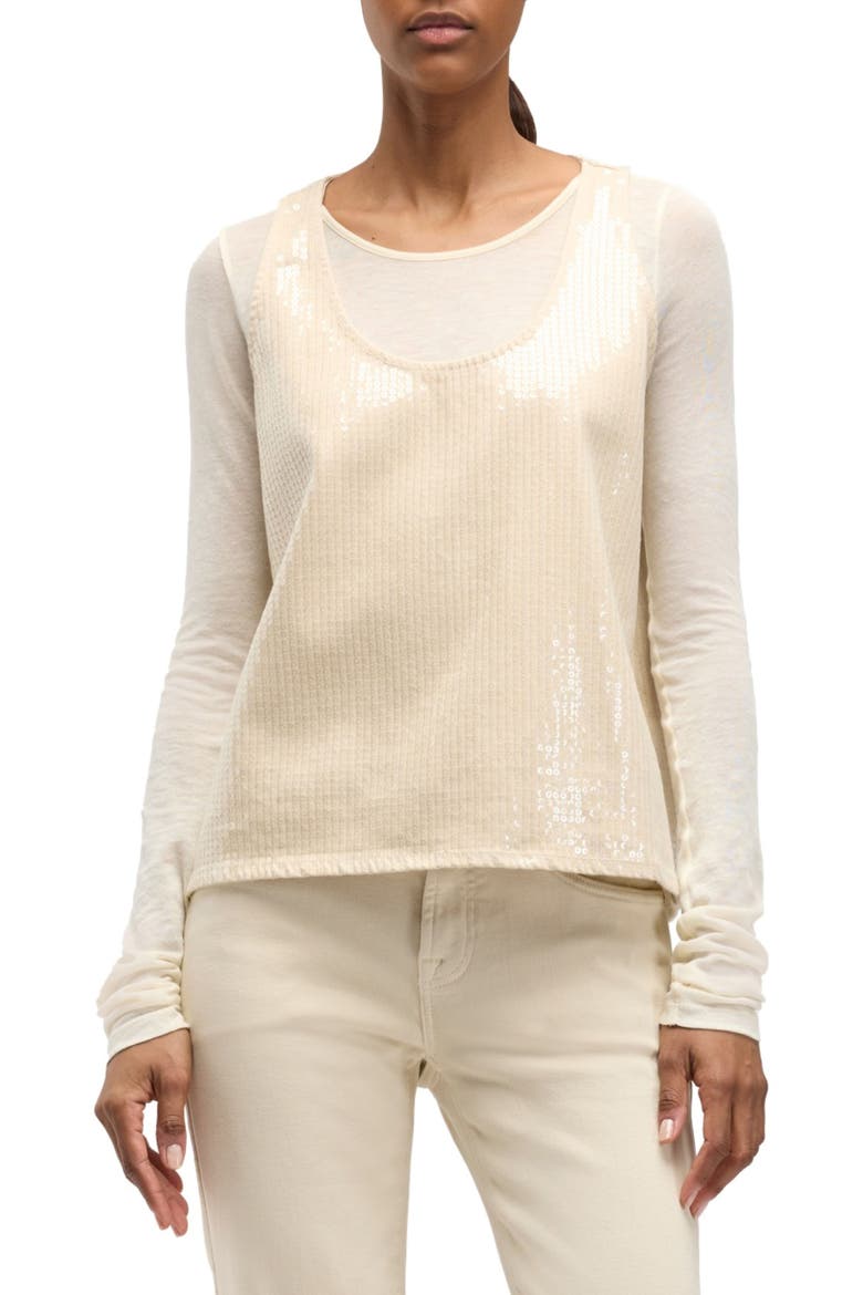 Sequin Denim Tank, Main, color, RADIANCE