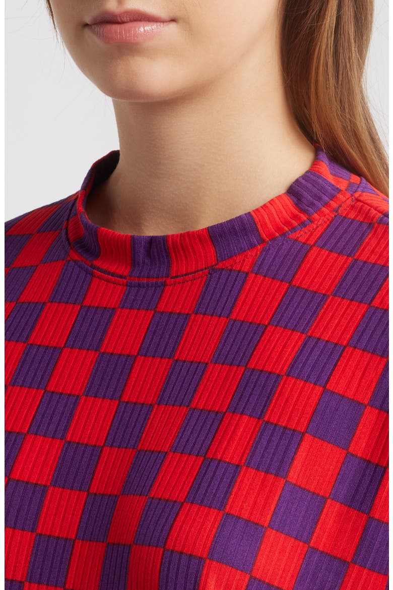 Lex Ribbed Oversize T-Shirt & High Waist Crop Pants Set, Alternate, color, RED/ PURPLE
