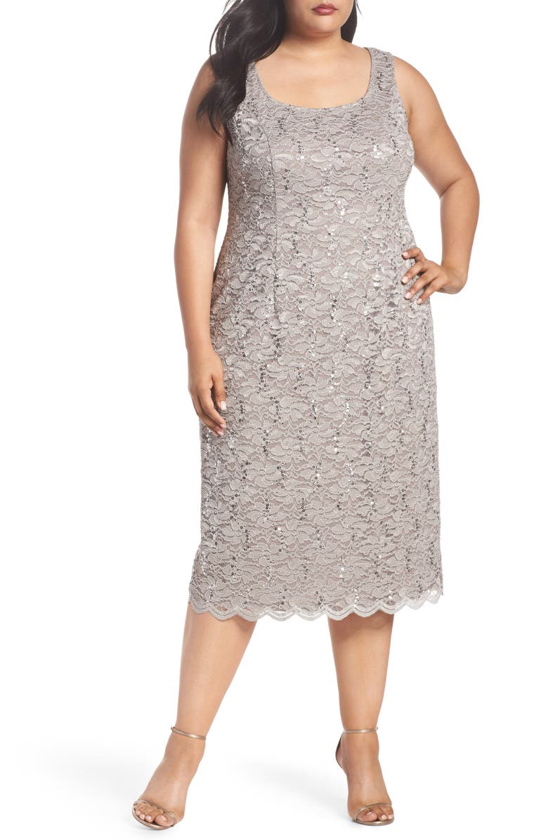 Alex Evenings Lace Cocktail Dress with Jacket, Alternate, color, 