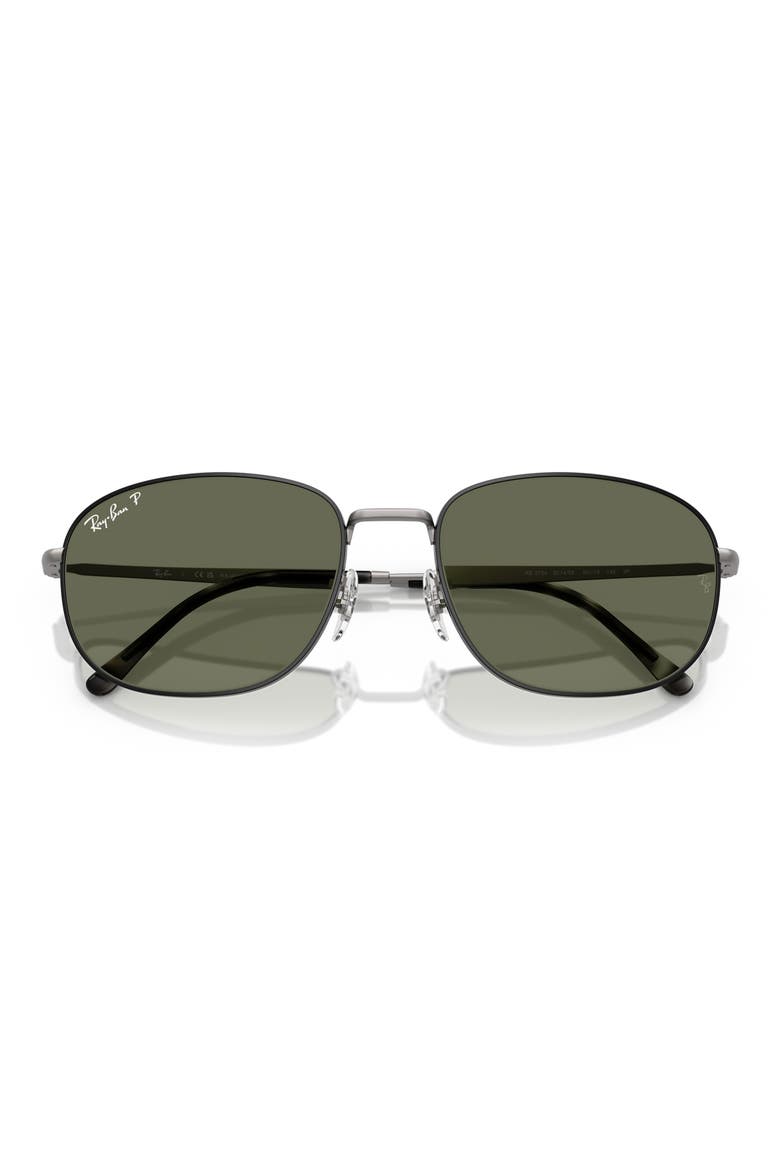60mm Pillow Polarized Sunglasses, Alternate, color, GUNMETAL