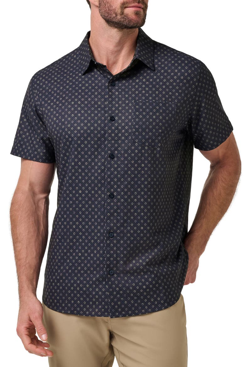 Techwoven Beach Hut Short Sleeve Performance Button-Up Shirt, Main, color, TOTAL ECLIPSE