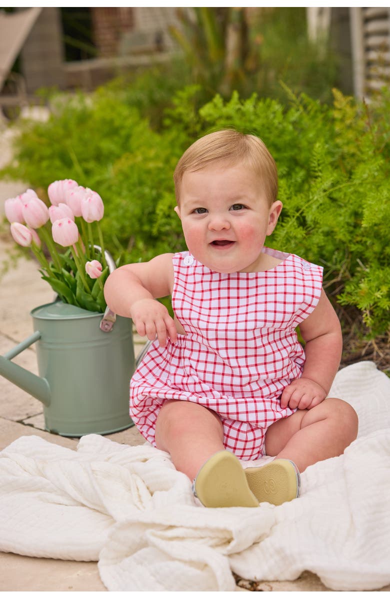 Little English Plaid Louis Sunsuit, Alternate, color, Red Windowpane