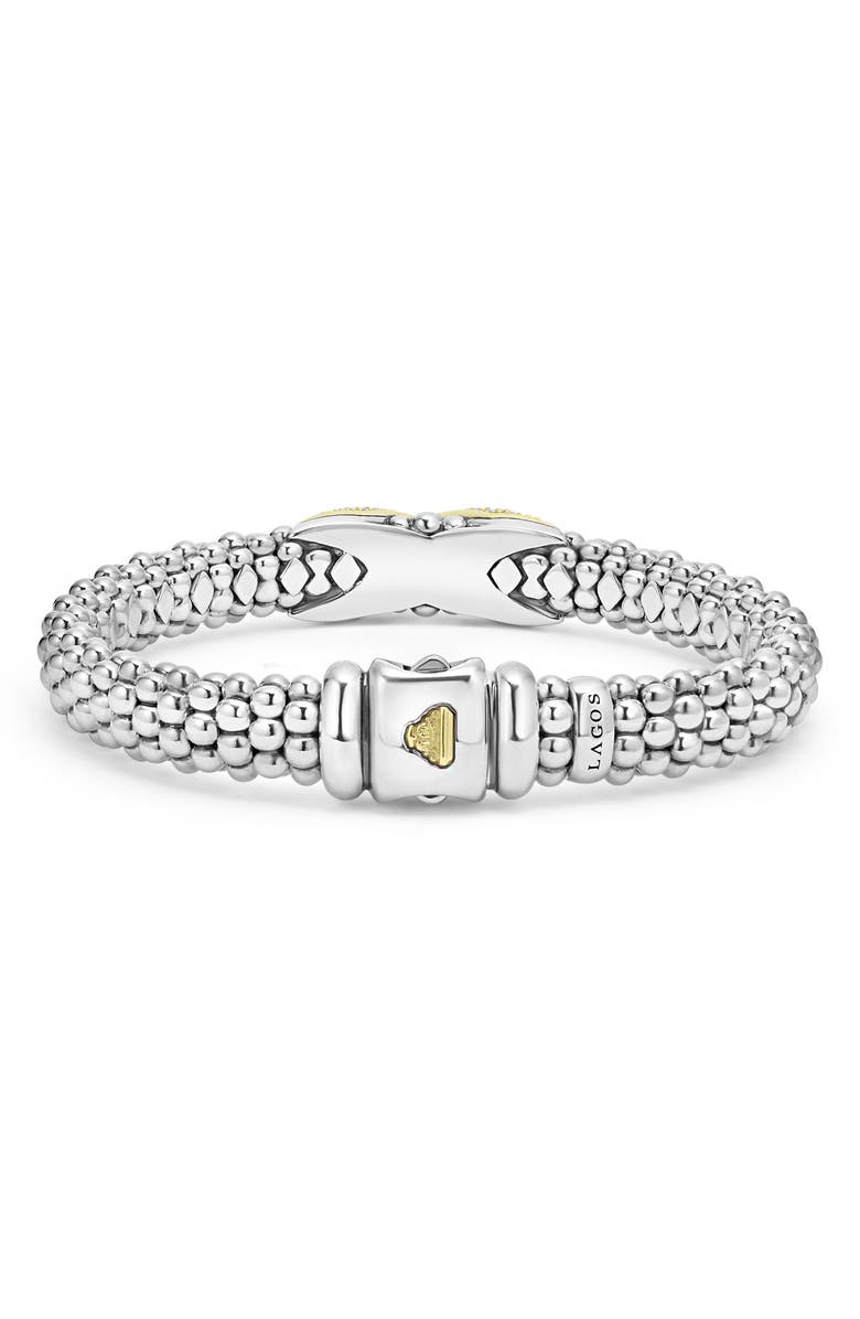 LAGOS Embrace Pavé Diamond Center X Bracelet, Alternate, color, Silver