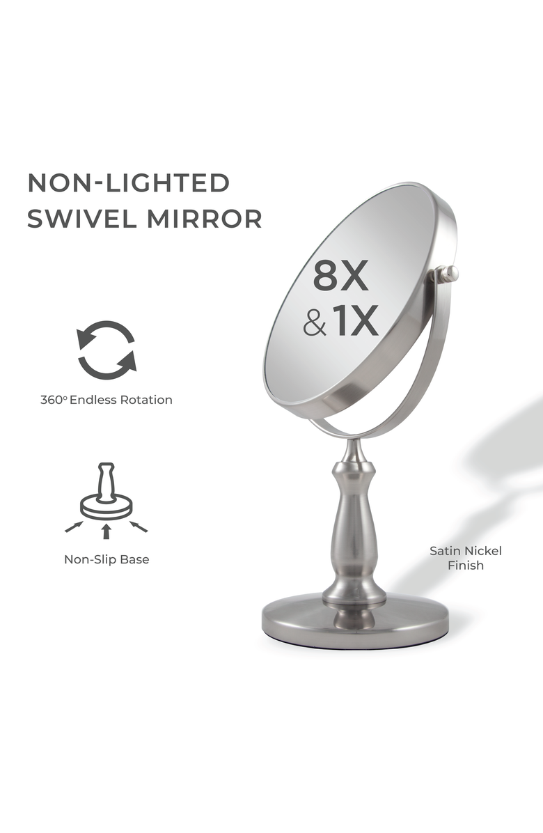 Zadro Makeup Mirror with 8X/1X Magnifications, Alternate, color, Satin Nickel