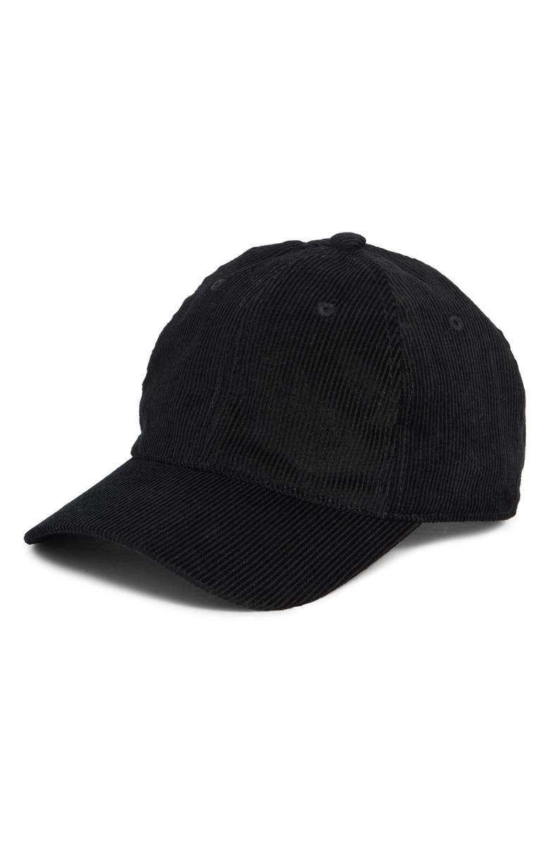 Melrose and Market Corduroy Baseball Cap, Main, color, Black
