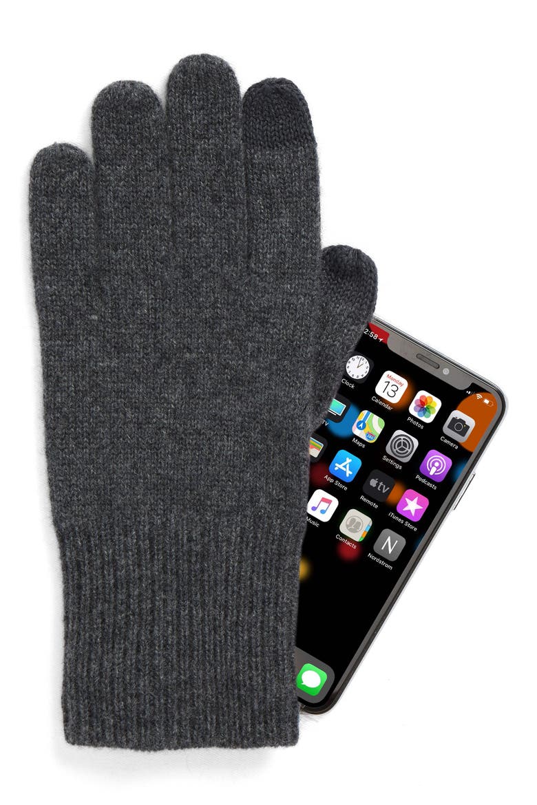 Cashmere Gloves, Alternate, color, CHARCOAL HEATHER