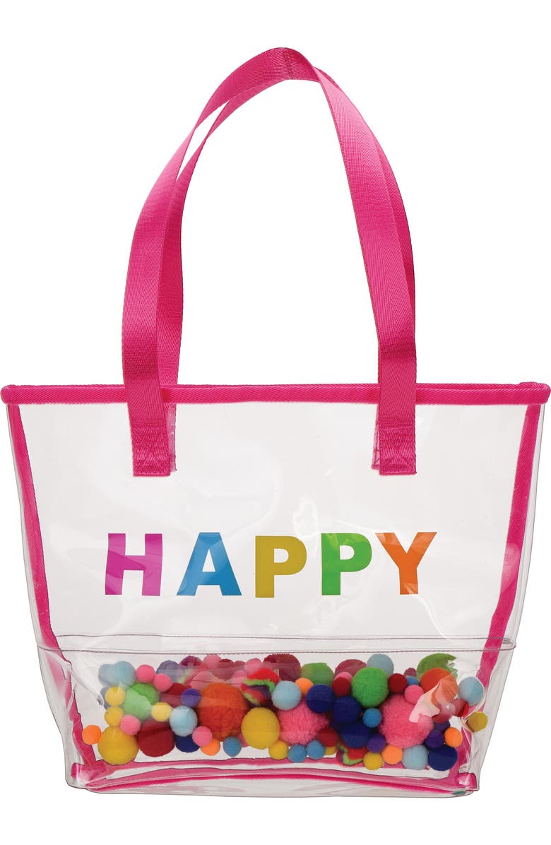 Iscream Kids' Happy Pompom Clear Tote, Main, color, Multi
