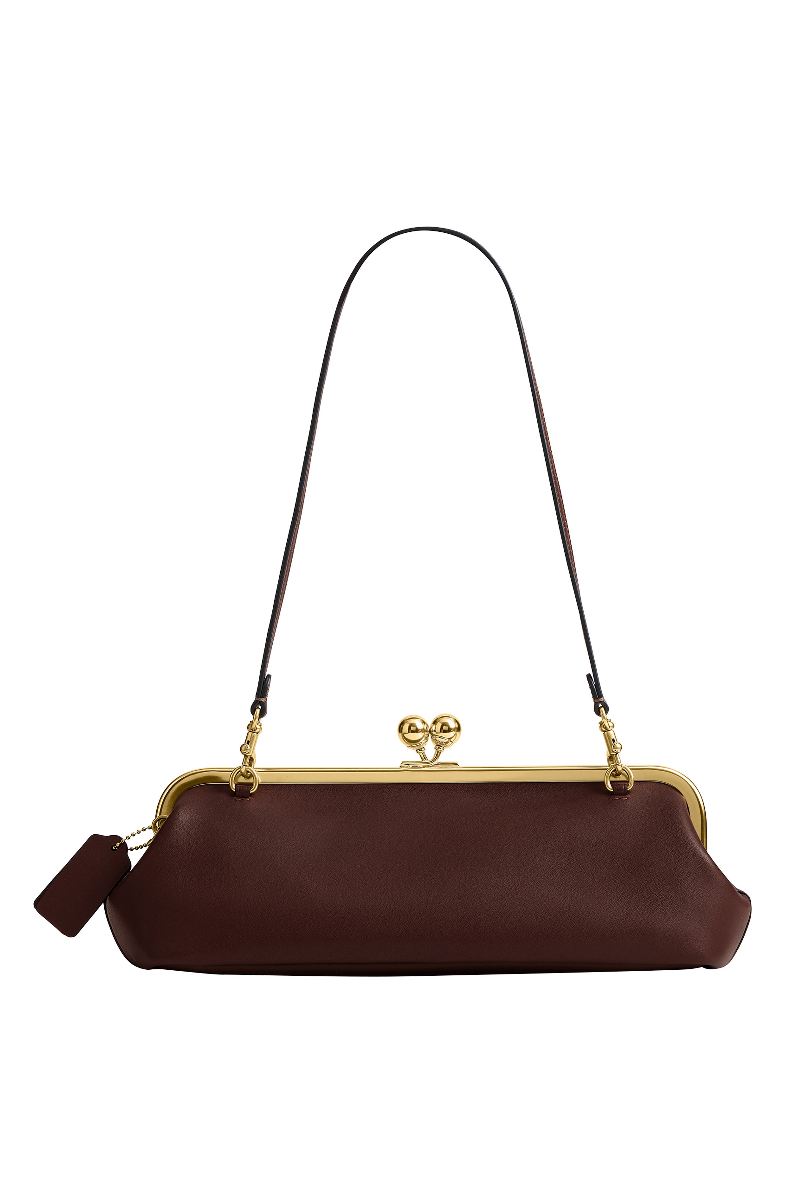 Kisslock Frame Bag 30 Leather Clutch, Alternate, color, B4/ MAPLE