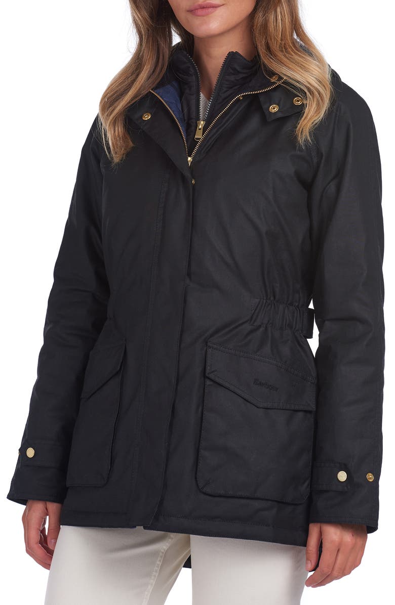 Barbour Aberdeen Waxed Hooded Raincoat, Main, color,