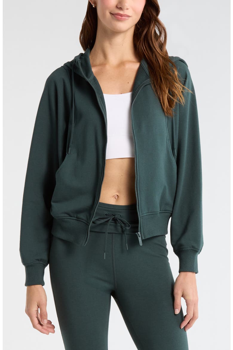 Weekend French Terry Full Zip Hoodie, Main, color, GREEN TIMBER