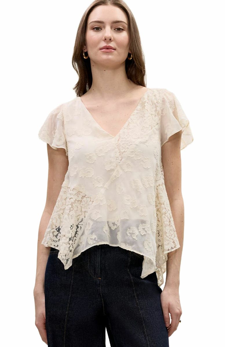 Rebecca Taylor Marielle Lace Blouse, Alternate, color, Ivory