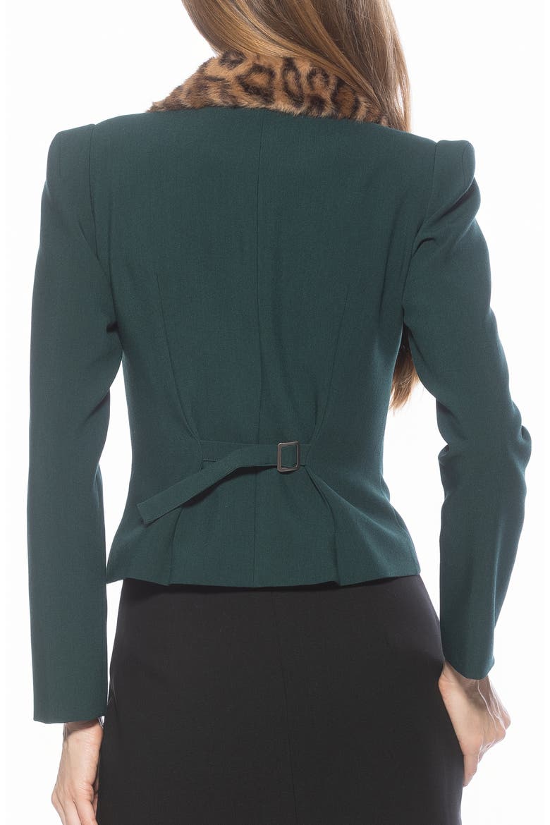 Sabrina Faux Fur Notch Collar Blazer, Alternate, color, EMERALD