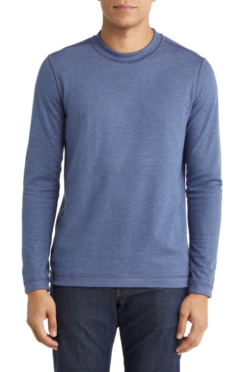 Johnston & Murphy Men's Reversible Cotton & Modal Blend Sweater, Alternate, color, Berry/ Blue