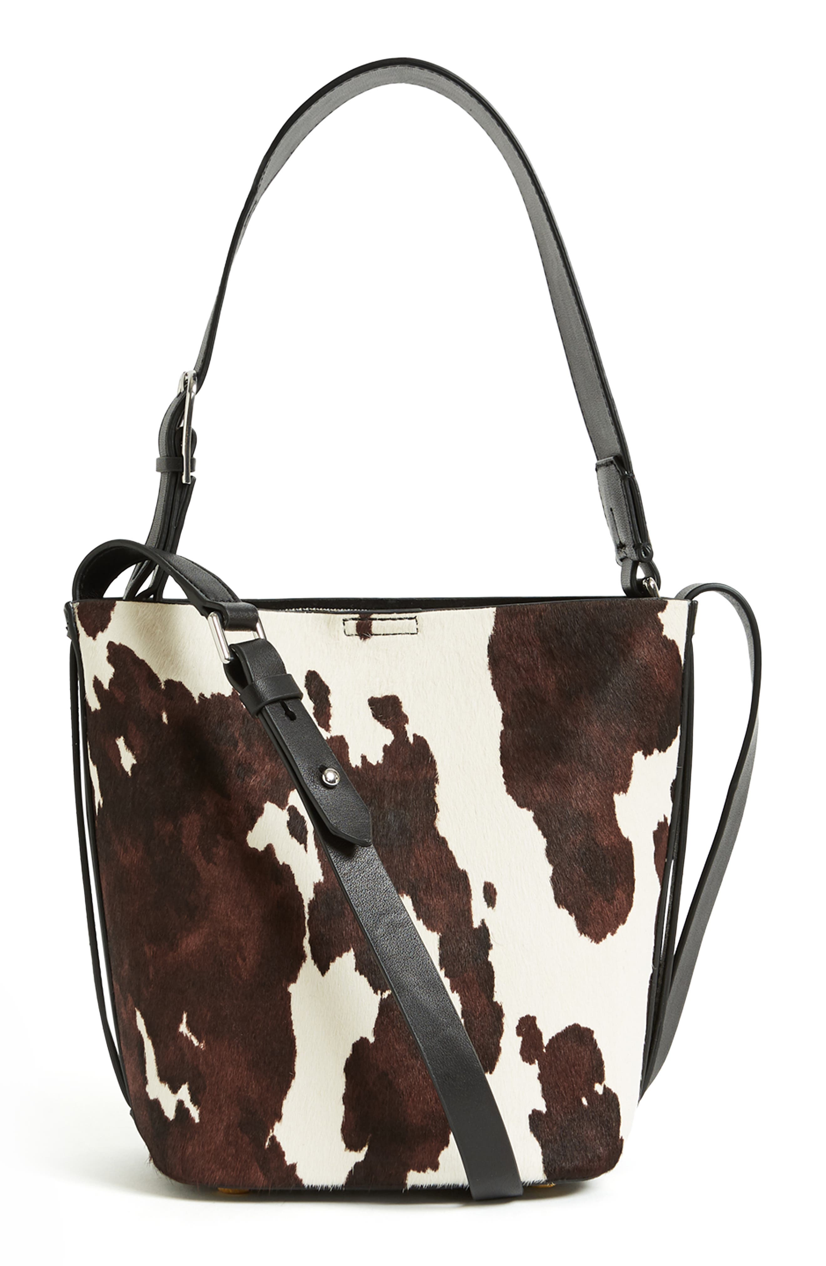 Reiss Hudson Mini Calf Hair Bucket Bag, Main, color, 