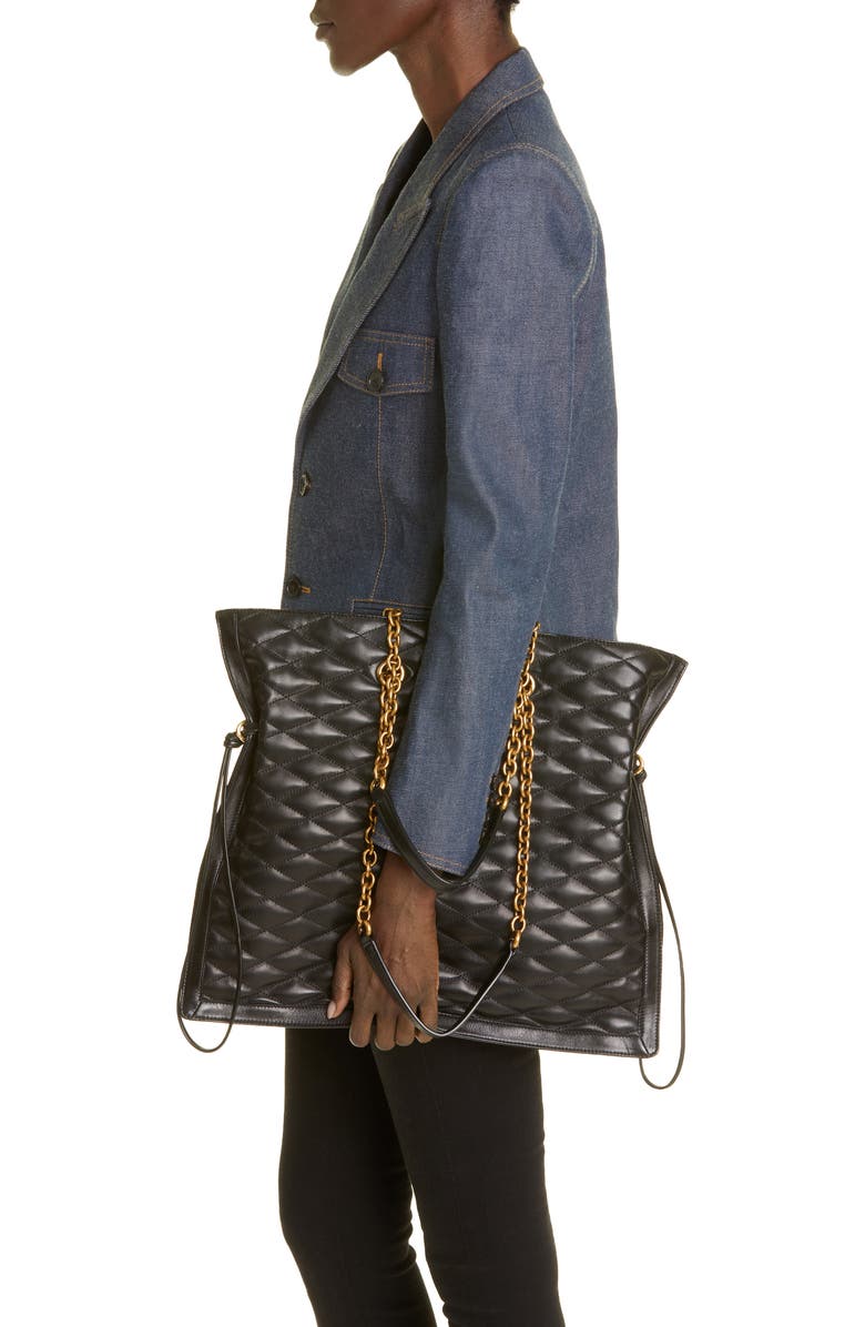 Saint Laurent Matelassé Lambskin Leather Tote, Alternate, color,