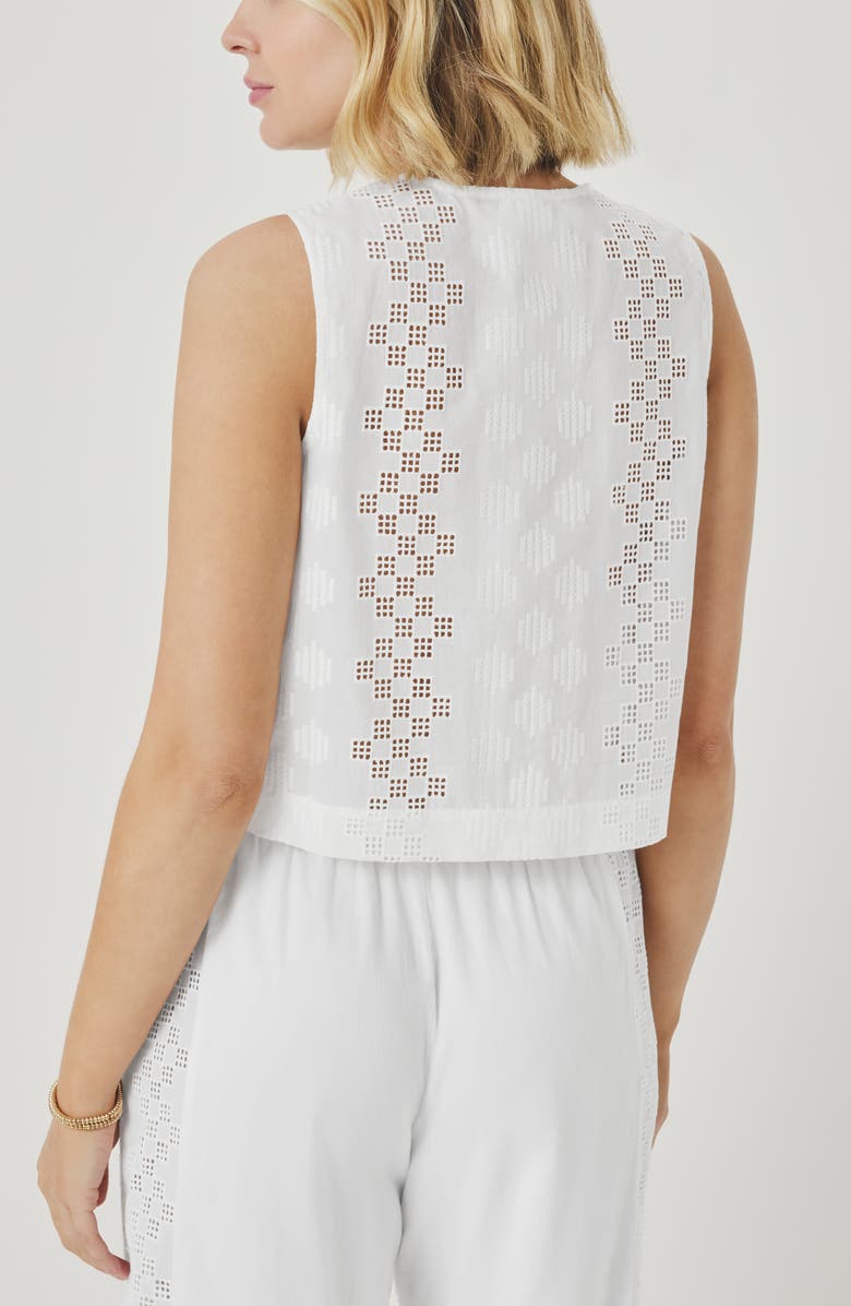 Splendid Kenzie Geo Eyelet Crop Tank, Alternate, color, White