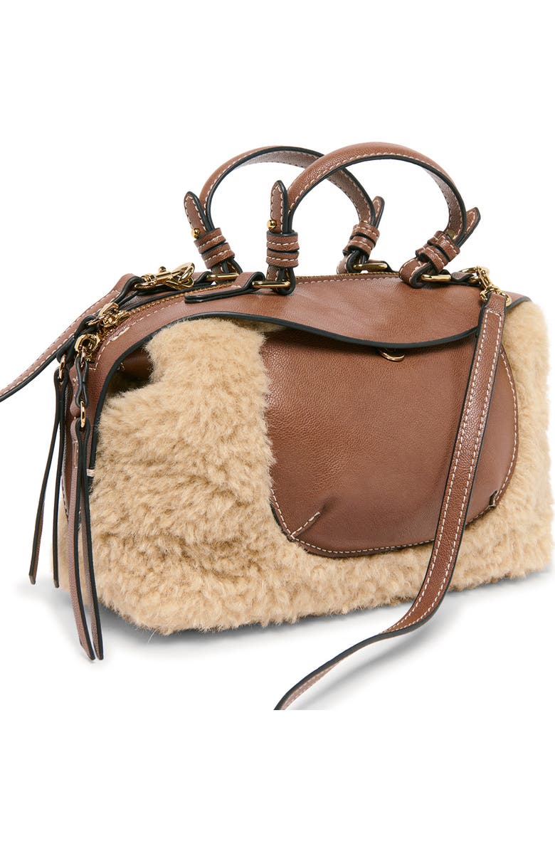 Dolce Vita Mini Faux Shearling Top Handle Bag, Alternate, color, Brown/ Beige Multi